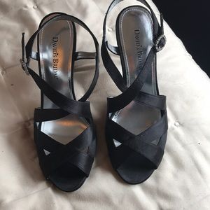 Davids bridal black strap heels